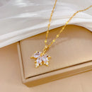 Conjunto brinco e colar de folha dourada
